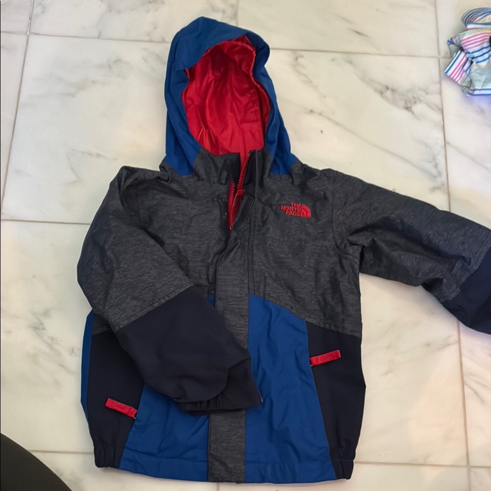 The North Face Kids' Blue and Gray Rain Jacket